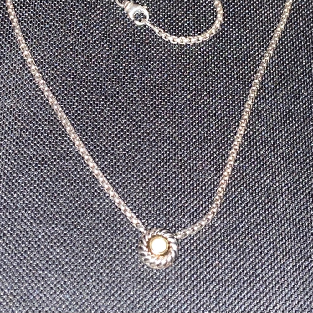 David Yurman 14 karat gold 925 Pearl necklace 16 , - Picture 5 of 9